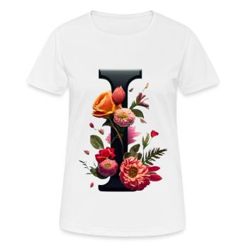 I In black, with red flower - Women's Breathable T-Shirt - white - Front - AI Model Female 172 dark (172cm)