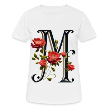 M In black, with red flower - Women's Breathable T-Shirt - white - Front - AI Model Female 172 dark (172cm)