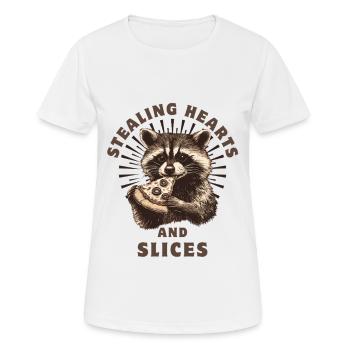 Raton laveur mangeant de la pizza - T-shirt respirant Femme - blanc - Devant - AI Model Female 172 dark (172cm)