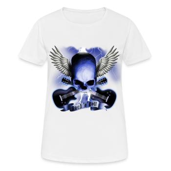 skull_and_wings_and_guitars_b - T-shirt respirant Femme - blanc - Devant - AI Model Female 172 dark (172cm)