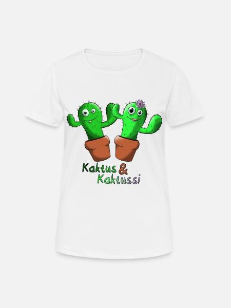 Kaktus & Kaktussi - Frauen T-Shirt atmungsaktiv - Weiß
