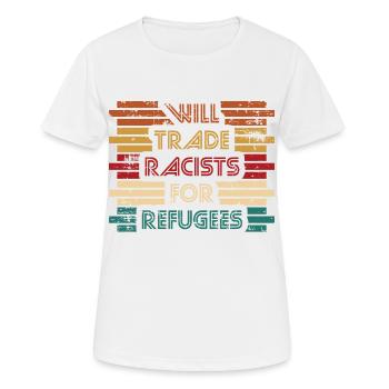 Les commerçants échangerontils des réfugiés? Les - T-shirt respirant Femme - blanc - Devant - AI Model Female 172 dark (172cm)