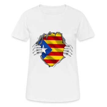 Catalonia flag on chest independence - Women's Breathable T-Shirt - white - Front - AI Model Female 172 dark (172cm)