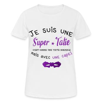 T shirt je suis une super tatie, humour. - T-shirt respirant Femme - blanc - Devant - AI Model Female 172 dark (172cm)