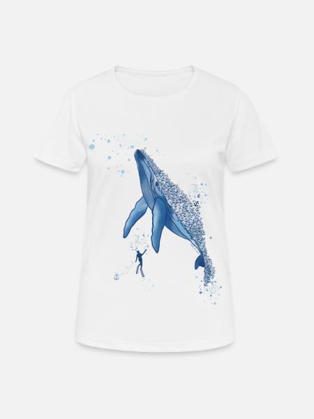 Anker Wal Taucher - Frauen T-Shirt atmungsaktiv - Weiß