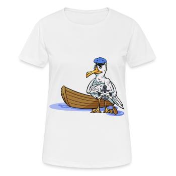 Ahoy Boat Seagull Seaman Maritime Captain Travel Anchor - Women's Breathable T-Shirt - white - Front - AI Model Female 172 dark (172cm)