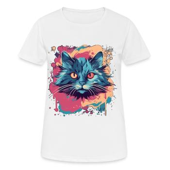 Paintful Cat Cat Colorful Abstract Wild - Women's Breathable T-Shirt - white - Front - AI Model Female 172 dark (172cm)