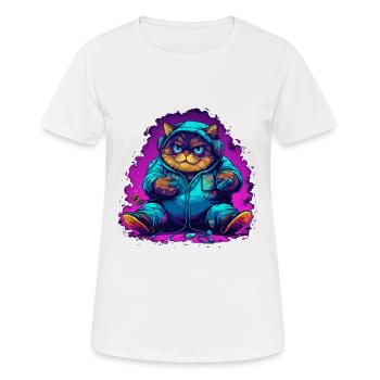 fat gamer chat japonais avec Controll Syntwave - T-shirt respirant Femme - blanc - Devant - AI Model Female 172 dark (172cm)
