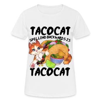 Tacocat Lustige Katze in einem Taco Geschenk - Frauen T-Shirt atmungsaktiv - Weiß - Vorne - AI Model Female 172 dark (172cm)