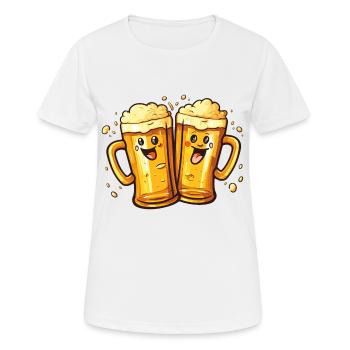 Chopes à bière drôles Rire Bière Boire de l’alcool Humour - T-shirt respirant Femme - blanc - Devant - AI Model Female 172 dark (172cm)