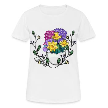 Printemps Nature Nature Nature Oeuf de Pâques Bonne Fleur de Pâques - T-shirt respirant Femme - blanc - Devant - AI Model Female 172 dark (172cm)