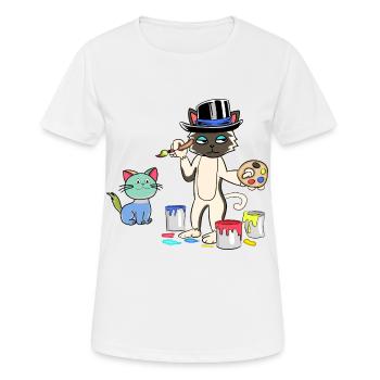 Chat Peintre Maître Artiste Académie d’Art - T-shirt respirant Femme - blanc - Devant - AI Model Female 172 dark (172cm)