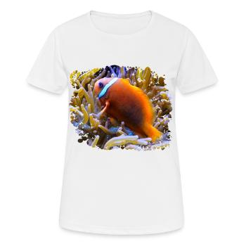 Die bunten Clownfische leben an Korallenriffen - Frauen T-Shirt atmungsaktiv - Weiß - Vorne - AI Model Female 172 dark (172cm)