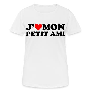 J' aime mon petit ami cadeau coeur rouge - T-shirt respirant Femme - blanc - Devant - AI Model Female 172 dark (172cm)