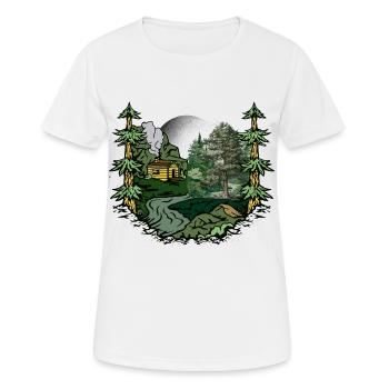 forêt, cabane, nature, habitant de la forêt, amoureux de la nature, alpage - T-shirt respirant Femme - blanc - Devant - AI Model Female 172 dark (172cm)