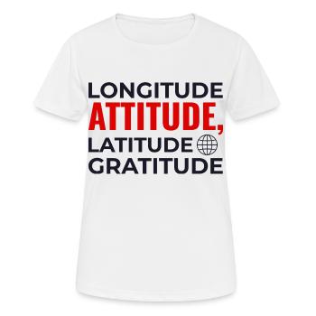 Längengrad Breitengrad Einstellung Dankbarkeit GIS Karte - Frauen T-Shirt atmungsaktiv - Weiß - Vorne - AI Model Female 172 dark (172cm)