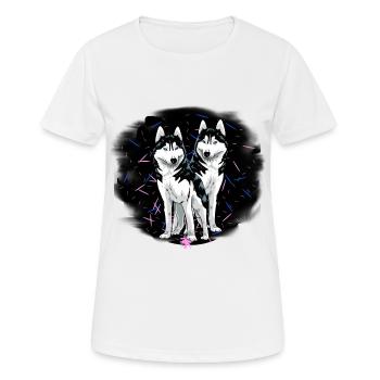 Husky Hunde Hund Haustiere Hundehalter Rassehund - Frauen T-Shirt atmungsaktiv - Weiß - Vorne - AI Model Female 172 dark (172cm)