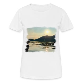 Sonnenaufgang & Tegernsee - Frauen T-Shirt atmungsaktiv - Weiß - Vorne - AI Model Female 172 dark (172cm)
