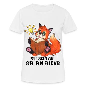 "Sei Schlau, Sei ein Fuchs" Niedlicher Fuchs - Frauen T-Shirt atmungsaktiv - Weiß - Vorne - AI Model Female 172 dark (172cm)