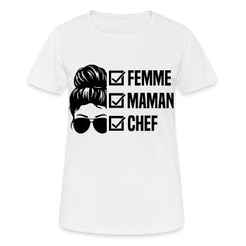 Femme maman chef idée cadeau pour la fête des mère - T-shirt respirant Femme - blanc - Devant - AI Model Female 172 dark (172cm)