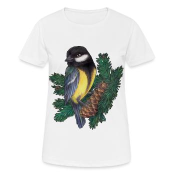 Niedliche Kohlmeise Naturliebhaber Ornithologe - Frauen T-Shirt atmungsaktiv - Weiß - Vorne - AI Model Female 172 dark (172cm)