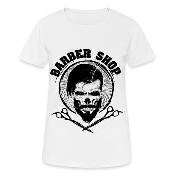 Barber Shop Totenkopf mit Scheren - Frauen T-Shirt atmungsaktiv - Weiß - Vorne - AI Model Female 172 dark (172cm)