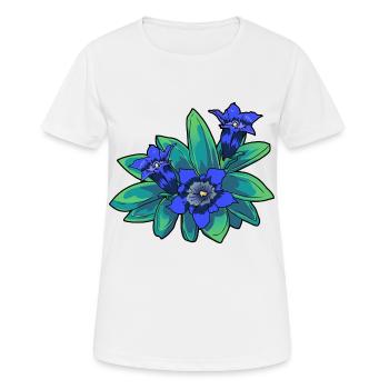 Alpen Blume Enzian Flora Gebirge Blüte Blumen - Frauen T-Shirt atmungsaktiv - Weiß - Vorne - AI Model Female 172 dark (172cm)
