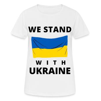 Ukrainische Flagge. wir stehen mit der ukraine - Frauen T-Shirt atmungsaktiv - Weiß - Vorne - AI Model Female 172 dark (172cm)