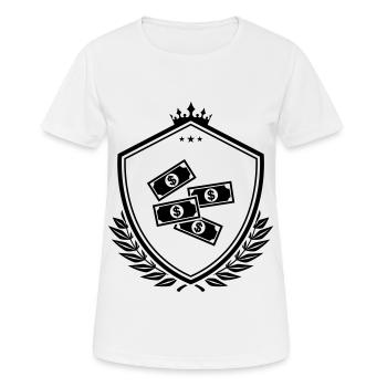 Cash Money Wappen - Frauen T-Shirt atmungsaktiv - Weiß - Vorne - AI Model Female 172 dark (172cm)