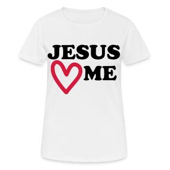 Jesus loves me heart loves me - Women's Breathable T-Shirt - white - Front - AI Model Female 172 dark (172cm)