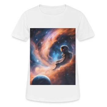 Un astronaute flotte dans l’espace - T-shirt respirant Femme - blanc - Devant - AI Model Female 172 dark (172cm)