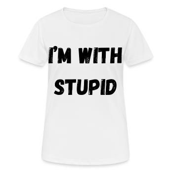 I'm with stupid - Women's Breathable T-Shirt - white - Front - AI Model Female 172 dark (172cm)