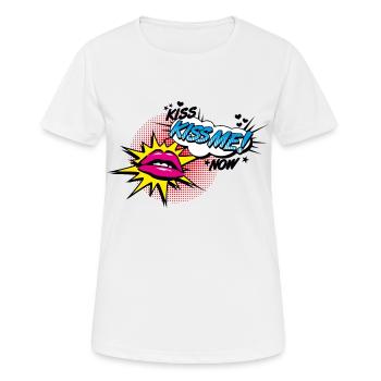 Kiss Me - Kussmund - Popart - Sexy Lips - Frauen T-Shirt atmungsaktiv - Weiß - Vorne - AI Model Female 172 dark (172cm)
