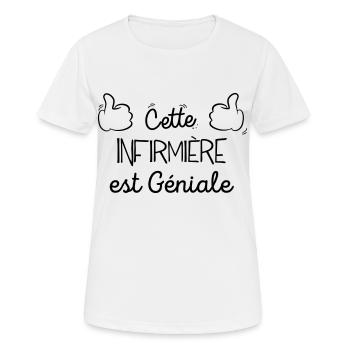 infirmiere genial - cadeau - T-shirt respirant Femme - blanc - Devant - AI Model Female 172 dark (172cm)