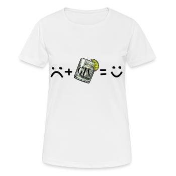 Triste moi (triste) + Gin Tonic = Happy Me - T-shirt respirant Femme - blanc - Devant - AI Model Female 172 dark (172cm)