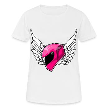 Motorcyclist motorcycle helmet pink - Women's Breathable T-Shirt - white - Front - AI Model Female 172 dark (172cm)