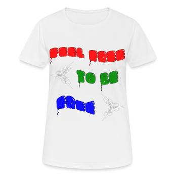 Feel free to be free - Frauen T-Shirt atmungsaktiv - Weiß - Vorne - AI Model Female 172 dark (172cm)