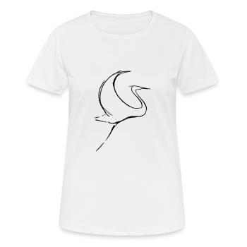 Collection de grues LoPi - T-shirt respirant Femme - blanc - Devant - AI Model Female 172 dark (172cm)