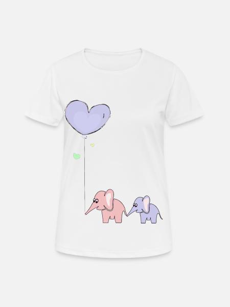 Elefanten mit Ballon - Frauen T-Shirt atmungsaktiv - Weiß