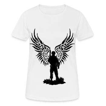 2reborn soldier soldat engel angel fluegel wings h - Frauen T-Shirt atmungsaktiv - Weiß - Vorne - AI Model Female 172 dark (172cm)