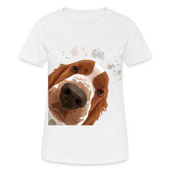 Curieux Welsh Springer Spaniel chien - T-shirt respirant Femme - blanc - Devant - AI Model Female 172 dark (172cm)
