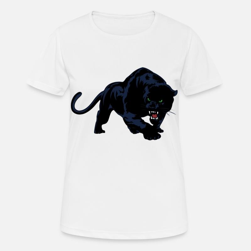 Schwarzer Panther oder Jaguar Wildkatze - Frauen T-Shirt atmungsaktiv - Weiß