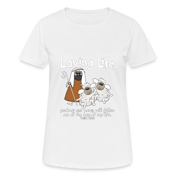 Christliche Designschafe mit ihrem Guten Hirten - Frauen T-Shirt atmungsaktiv - Weiß - Vorne - AI Model Female 172 dark (172cm)