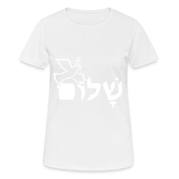Christian Design Shalom en hébreu et la colombe - T-shirt respirant Femme - blanc - Devant - AI Model Female 172 dark (172cm)