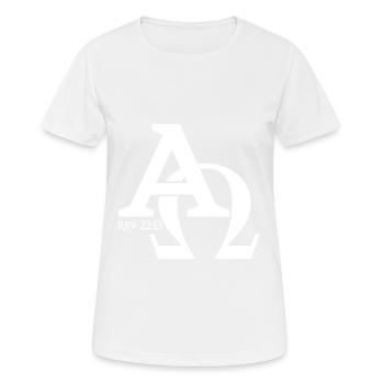 Christian Design Alpha et Omega, le grec - T-shirt respirant Femme - blanc - Devant - AI Model Female 172 dark (172cm)