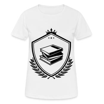 Bücher lernen wappen - Frauen T-Shirt atmungsaktiv - Weiß - Vorne - AI Model Female 172 dark (172cm)
