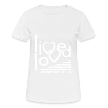 Christliches Design Live Loved - Frauen T-Shirt atmungsaktiv - Weiß - Vorne - AI Model Female 172 dark (172cm)