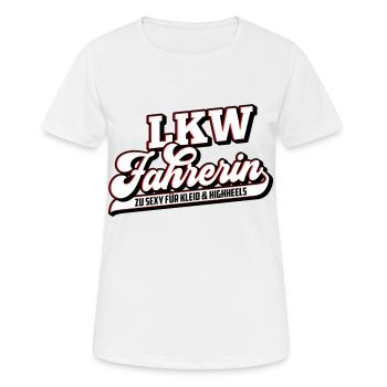 Farbe änderbar | Sexy Truckerin LKW Fahrerin - Frauen T-Shirt atmungsaktiv - Weiß - Vorne - AI Model Female 172 dark (172cm)