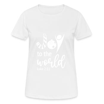 Christian Christmas Design Freude an die Welt Luke - Frauen T-Shirt atmungsaktiv - Weiß - Vorne - AI Model Female 172 dark (172cm)