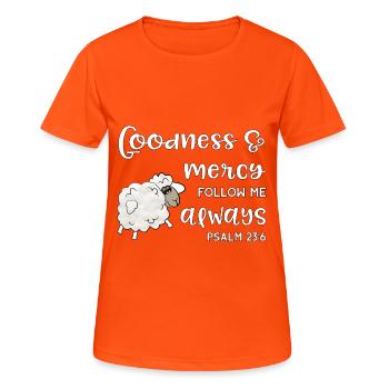 Conception chrétienne Bonté et Miséricorde Psaume 23 - T-shirt respirant Femme - orange néon - Devant - AI Model Female 172 dark (172cm)